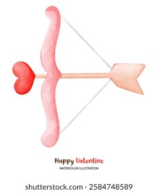 A love valentine, Happy Valentine illustration featuring pink bow and arrow with heart shaped tip, perfect for expressing love and affection