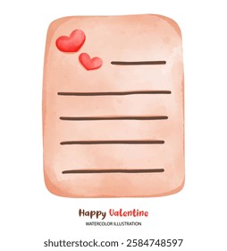 A love valentine, Happy Valentine note with hearts and lines for writing messages, perfect for expressing love and affection. Ideal for Valentine Day celebrations