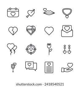 Love and valentine icon set