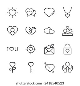 Love and valentine icon set
