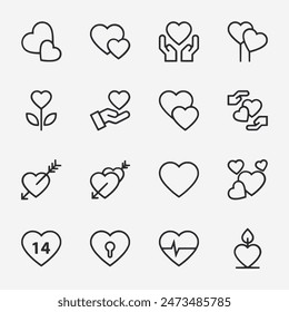 Conjunto de iconos de amor y San Valentín