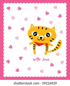 love valentine kitten tag