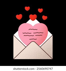 love valentine letter envelope Valentines day minimal love letter vector illustration..