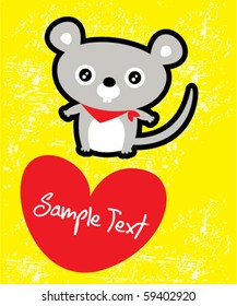 love valentine mouse tag