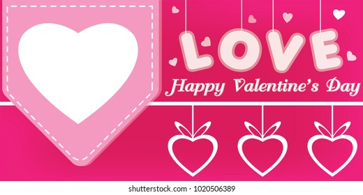 love and valentine pink color card 
