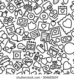 Love and Valentine Seamless Hand Drawn Icon Pattern 