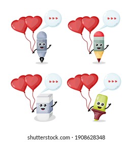 personaje de diseño plano estacionario de San Valentín de amor lindo