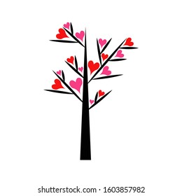 love. Valentine tree. leaf from hearts. Isolated on white background. Vector Illustration
