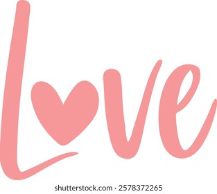 Love valentine typography design on plain white transparent isolated background for card, shirt, hoodie, sweatshirt, apparel, tag, mug, icon, poster or badge