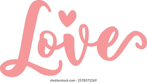 Love valentine typography design on plain white transparent isolated background for card, shirt, hoodie, sweatshirt, apparel, tag, mug, icon, poster or badge