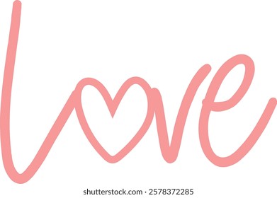 Love valentine typography design on plain white transparent isolated background for card, shirt, hoodie, sweatshirt, apparel, tag, mug, icon, poster or badge