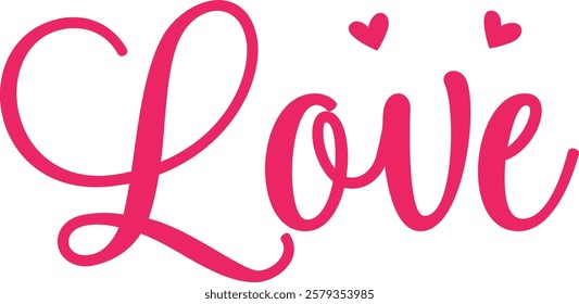 Love valentine typography design on plain white transparent isolated background for card, shirt, hoodie, sweatshirt, apparel, tag, mug, icon, poster or badge