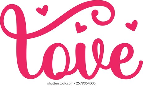 Love valentine typography design on plain white transparent isolated background for card, shirt, hoodie, sweatshirt, apparel, tag, mug, icon, poster or badge