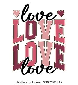 Love Valentine varsity college text design with heart for Valentine's Day celebration