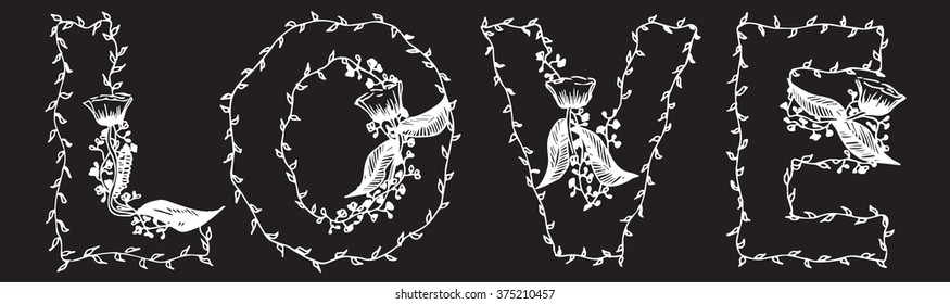 Love Valentine vector black background