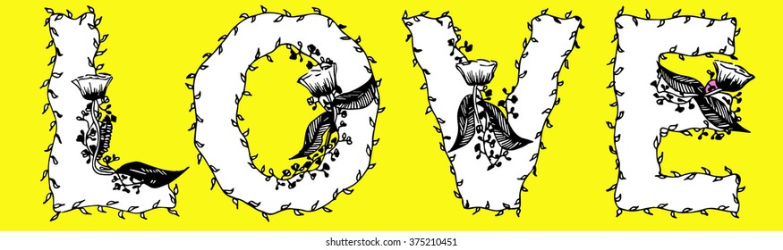 Love Valentine vector yellow background