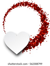 Love valentine's background with hearts. Vector paper illustration.