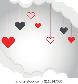 Amo el fondo de San Valentín con corazones rosados cayendo sobre blancos.