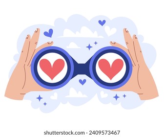 Love valentine's day  binocular glasses concept. Vector graphic design illustration