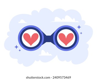 Love valentine's day  binocular glasses concept. Vector graphic design illustration