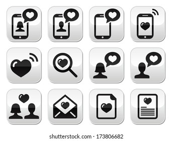 Love, Valentine's Day buttons set