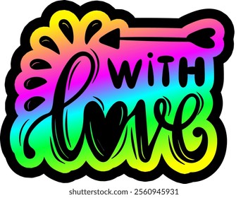 with love valentines day colorful bright rainbow graphic design