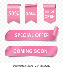 love and valentine's day concept Best choice, order now, special offer, free delivery sale banners. Pink ribbons, tags and stickers. Vector