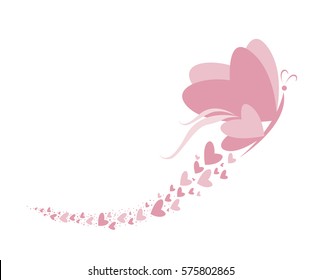 Love and valentines day concept of heart butterfies design on white background