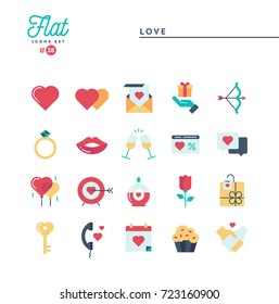 Love, Valentine's day, dating, romance and more, flat icons set, vector illustration