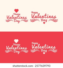 Love Valentines Day February 14 vector illustration. Hand drawn lettering and calligraphy with cute heart on red with white and red background. Valentines day love template