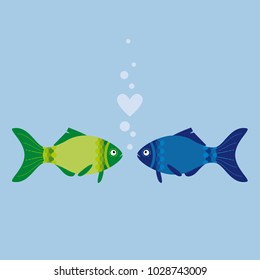 Love, Valentine's day, Fish love, love bubble