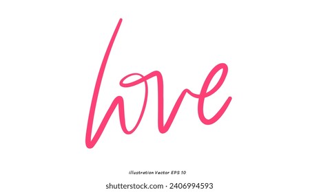 Love in Valentine's Day ,hand lettering on white background , Flat Modern design , illustration Vector EPS 10
