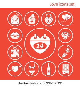 Love and valentines day icons set