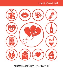 Love and valentines day icons set
