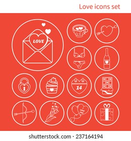 Love and valentines day icons set