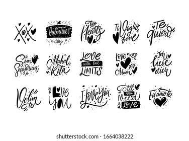 Love and Valentine's day Lettering phrases set.