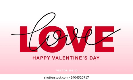 Love in Valentine's Day on pink background , Flat Modern design , illustration Vector EPS 10