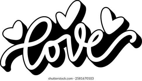 love valentines day quote black vector graphic design and cut file