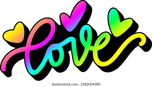 love valentines day rainbow colorful bright vector graphic design quote 