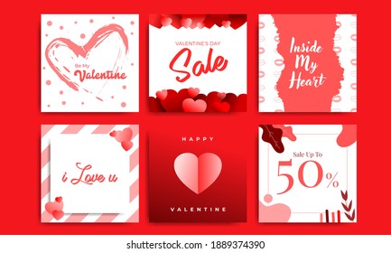 Love And Valentines Day Sale Instagram Post Template Vector Packs