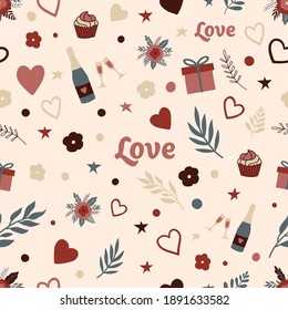 Love Valentine's Day Seamless Vector Pattern