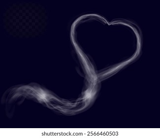 Love and Valentine's Day smoke heart with a flowing smoky tail, featuring soft, ethereal patterns, perfect for romantic, abstract, and atmospheric designs.