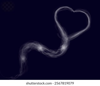  Love and Valentine's Day smoke heart with a flowing smoky tail, featuring soft, ethereal patterns, perfect for romantic, abstract, and atmospheric designs.