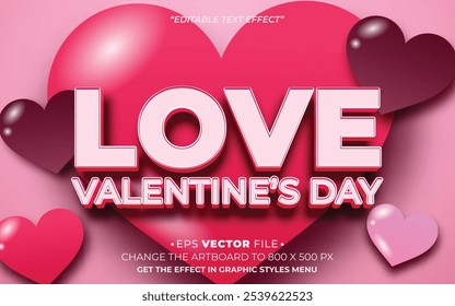 Love Valentine's day text effect editable vector