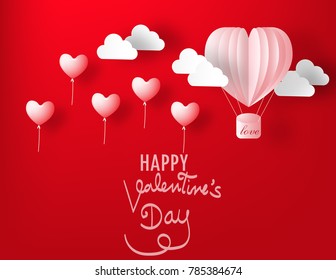 Love for Valentine's day.Vector illustration.paper craft style.