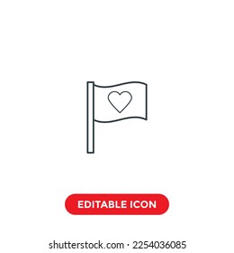 love valentines flag editable stroke icon, special valentine's icon