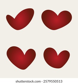 Love Valentine's Red Hearts Collection Design. Vector Illustration