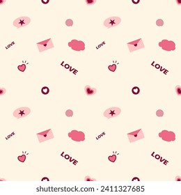 Love and valentine's seamless pattern. Valentine's Day seamless pattern in doodle style. Collection of valentines day backgrounds. Rainbow love made of cute little hearts