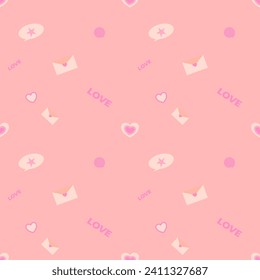 Love and valentine's seamless pattern. Valentine's Day seamless pattern in doodle style. Collection of valentines day backgrounds. Rainbow love made of cute little hearts