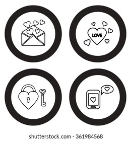 Love valentines vector icon set white